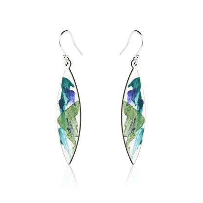 Abstract Dark Marquise Enamel Drop Earrings - Sterling Silver and Copper Drop Earrings