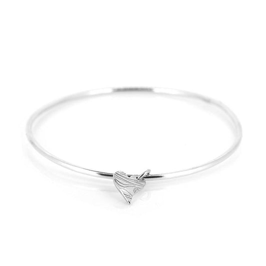 Floral Heart Bangle - Sterling Silver Bangles