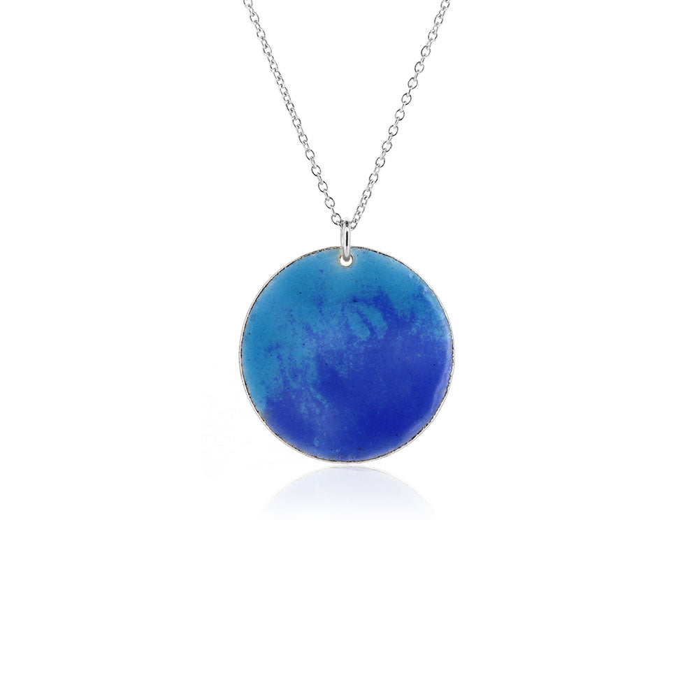 Rockpool Enamel Blue Mix Large Necklace - Sterling Silver Necklace