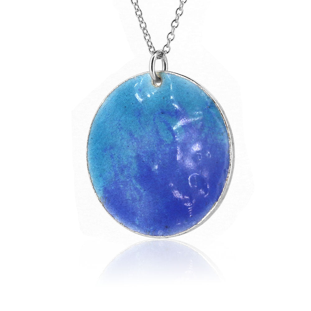 Rockpool Enamel Blue Mix Large Necklace - Sterling Silver Necklace