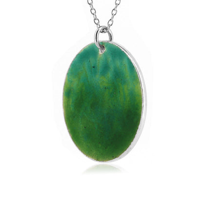 Rockpool Enamel Green Mix Large Necklace - Sterling Silver Necklace