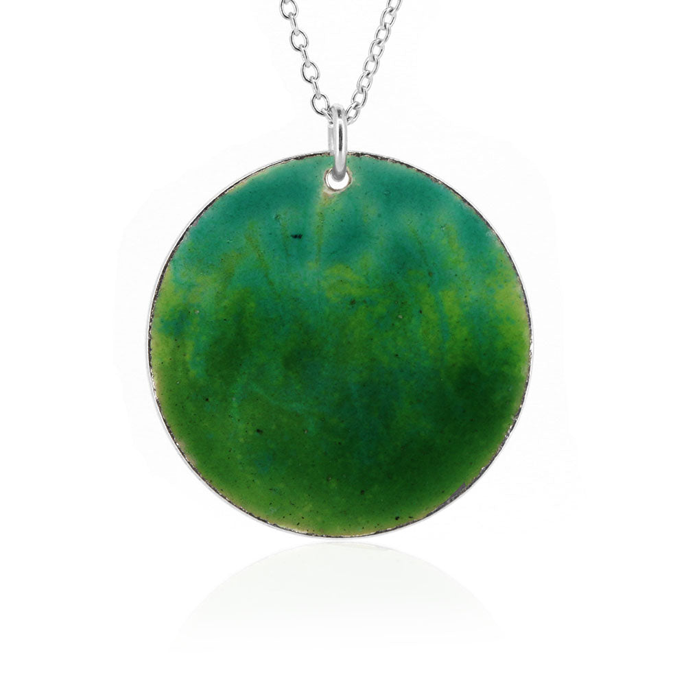 Rockpool Enamel Green Mix Large Necklace - Sterling Silver Necklace