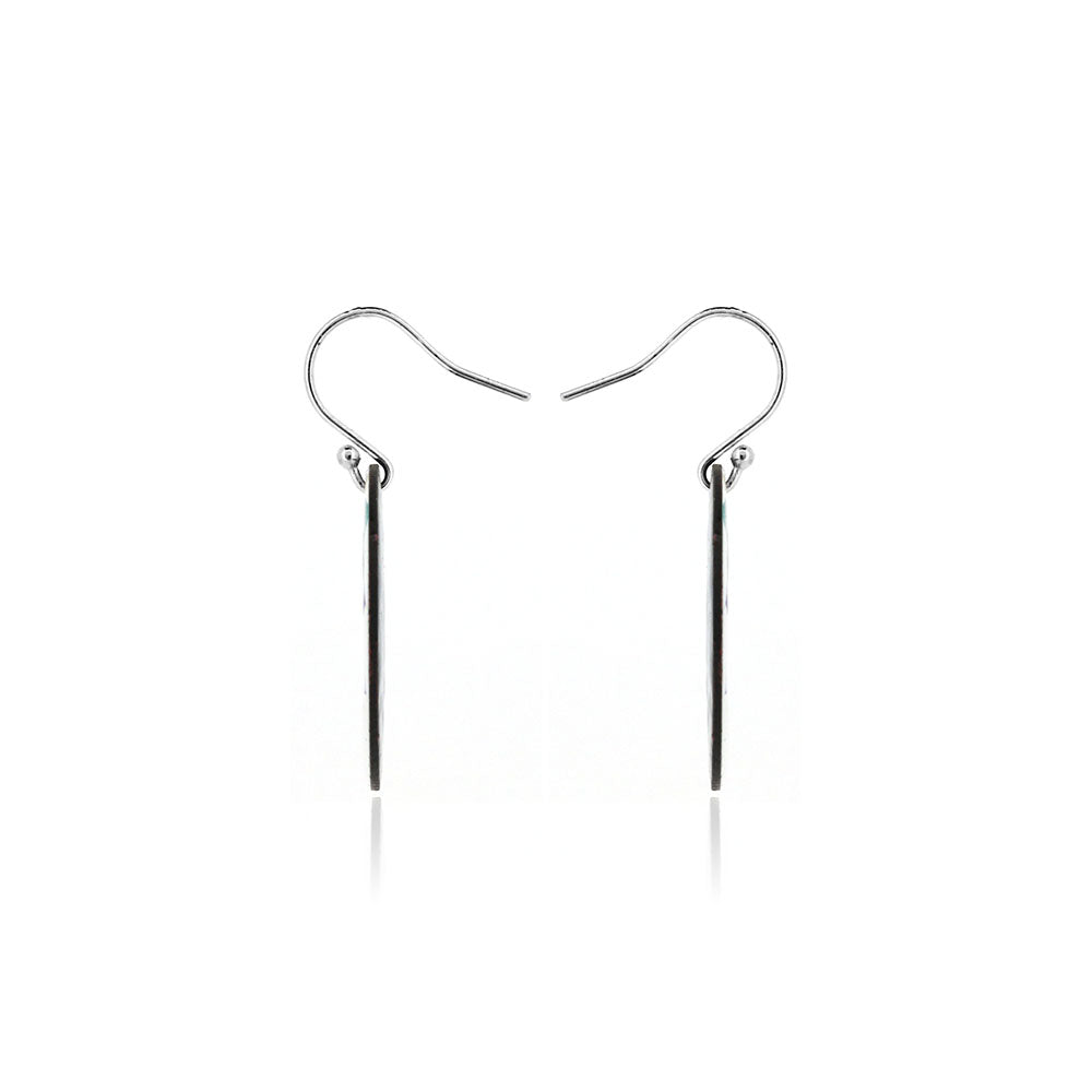 Abstract Blue and Green Large Round Enamel Drop Earrings - Sterling Silver and Copper Drop Earrings