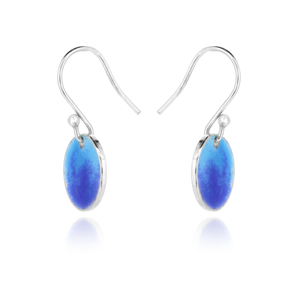 Rockpool Enamel Blue Mix Small Drop Earrings - Sterling Silver Drop Earrings