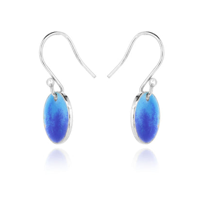 Rockpool Enamel Blue Mix Small Drop Earrings - Sterling Silver Drop Earrings