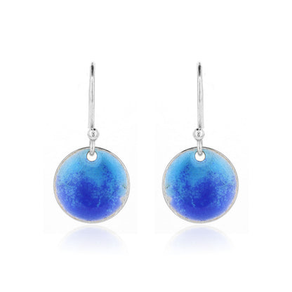 Rockpool Enamel Blue Mix Small Drop Earrings - Sterling Silver Drop Earrings