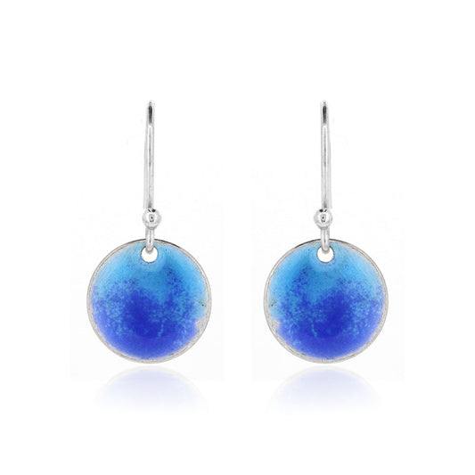 Rockpool Enamel Blue Mix Small Drop Earrings - Sterling Silver Drop Earrings