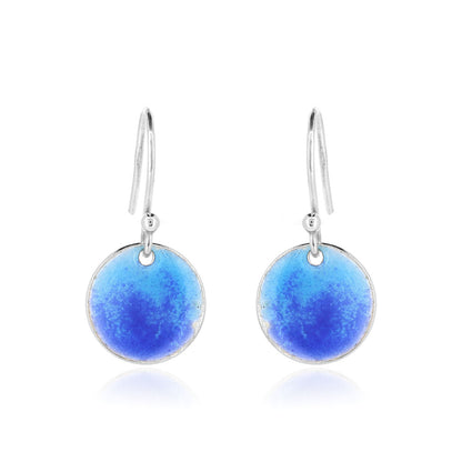 Rockpool Enamel Blue Mix Small Drop Earrings - Sterling Silver Drop Earrings