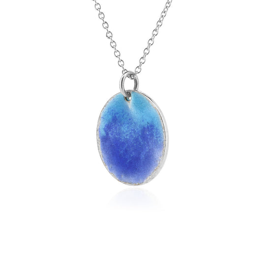 Rockpool Enamel Blue Mix Small Necklace - Sterling Silver Necklace