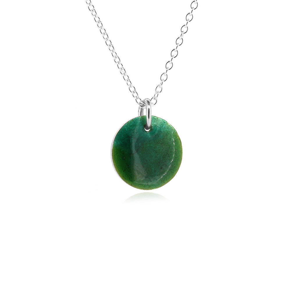 Rockpool Enamel Green Mix Small Necklace - Sterling Silver Necklace
