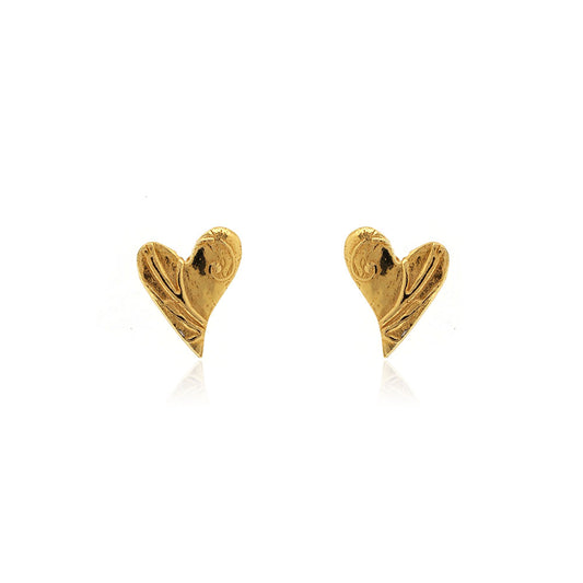 Floral Heart Stud Earrings - Yellow Gold Vermeil Stud Earrings