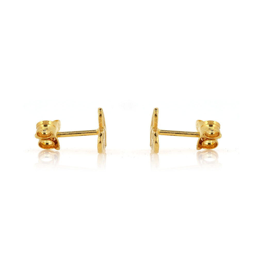 Floral Heart Stud Earrings - Yellow Gold Vermeil Stud Earrings