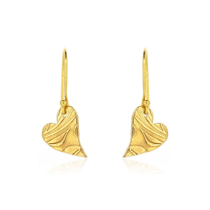 Floral Heart Drop Earrings - Yellow Gold Vermeil Drop Earrings