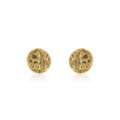 Boho Round Stud Earrings - Yellow Gold Vermeil Stud Earrings