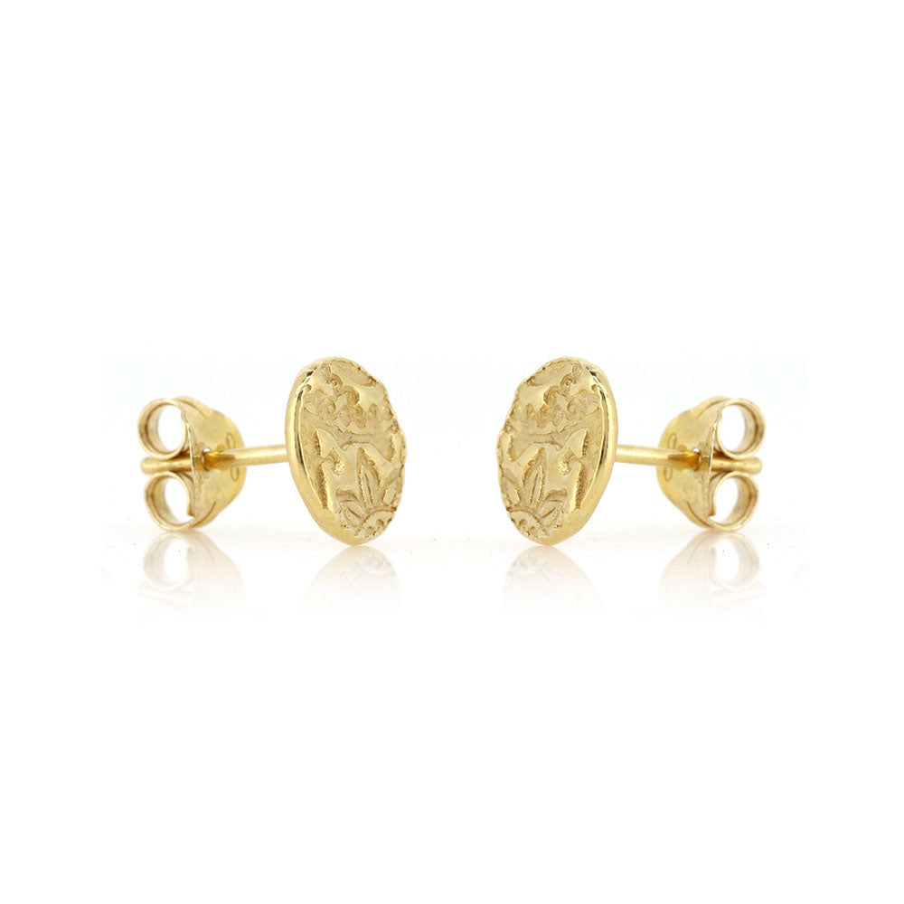 Boho Round Stud Earrings - Yellow Gold Vermeil Stud Earrings