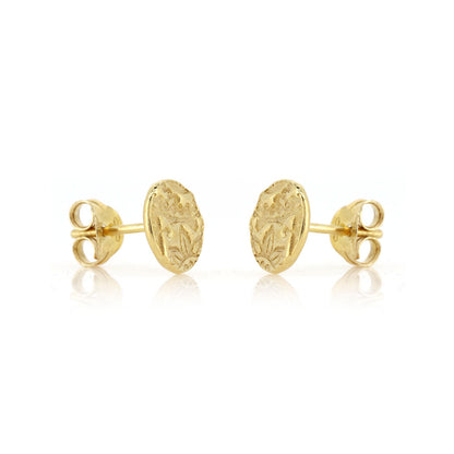 Boho Round Stud Earrings - Yellow Gold Vermeil Stud Earrings