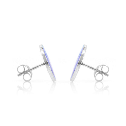 Rockpool Enamel Blue Mix Large Stud Earrings - Sterling Silver Stud Earrings