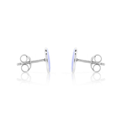 Rockpool Enamel Blue Mix Small Stud Earrings - Sterling Silver Stud Earrings