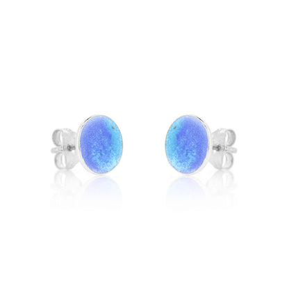 Rockpool Enamel Blue Mix Small Stud Earrings - Sterling Silver Stud Earrings