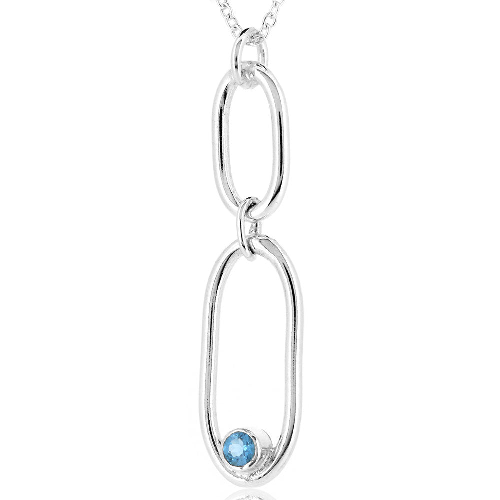 Mijoux Orbit "Swiss" Blue Topaz Double Drop Necklace - Sterling Silver Drop Earrings