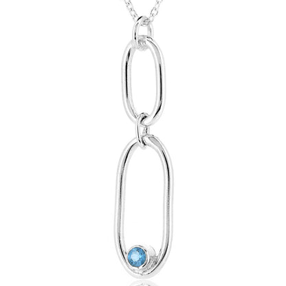 Mijoux Orbit "Swiss" Blue Topaz Double Drop Necklace - Sterling Silver Drop Earrings