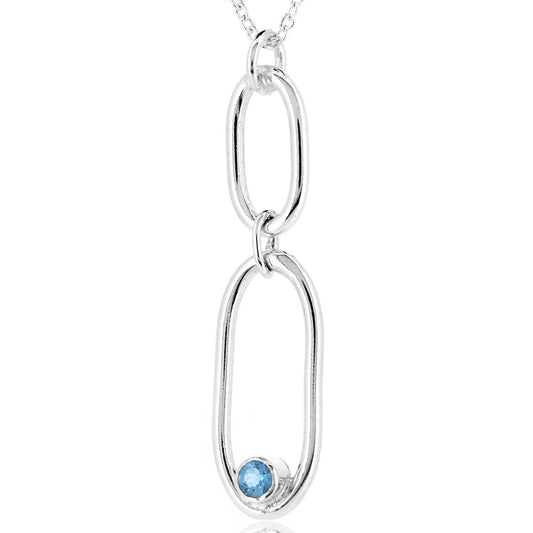 Mijoux Orbit "Swiss" Blue Topaz Double Drop Necklace - Sterling Silver Drop Earrings