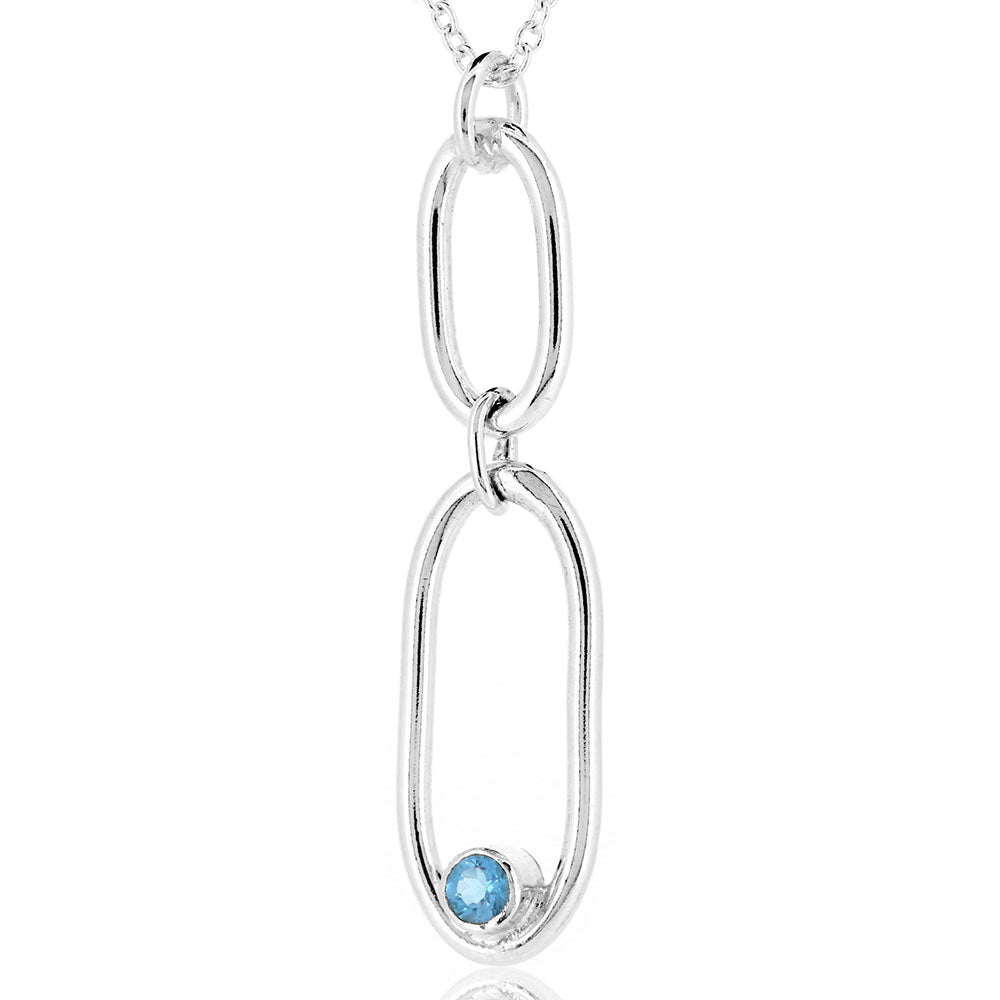 Mijoux Orbit "Swiss" Blue Topaz Double Drop Necklace - Sterling Silver Drop Earrings