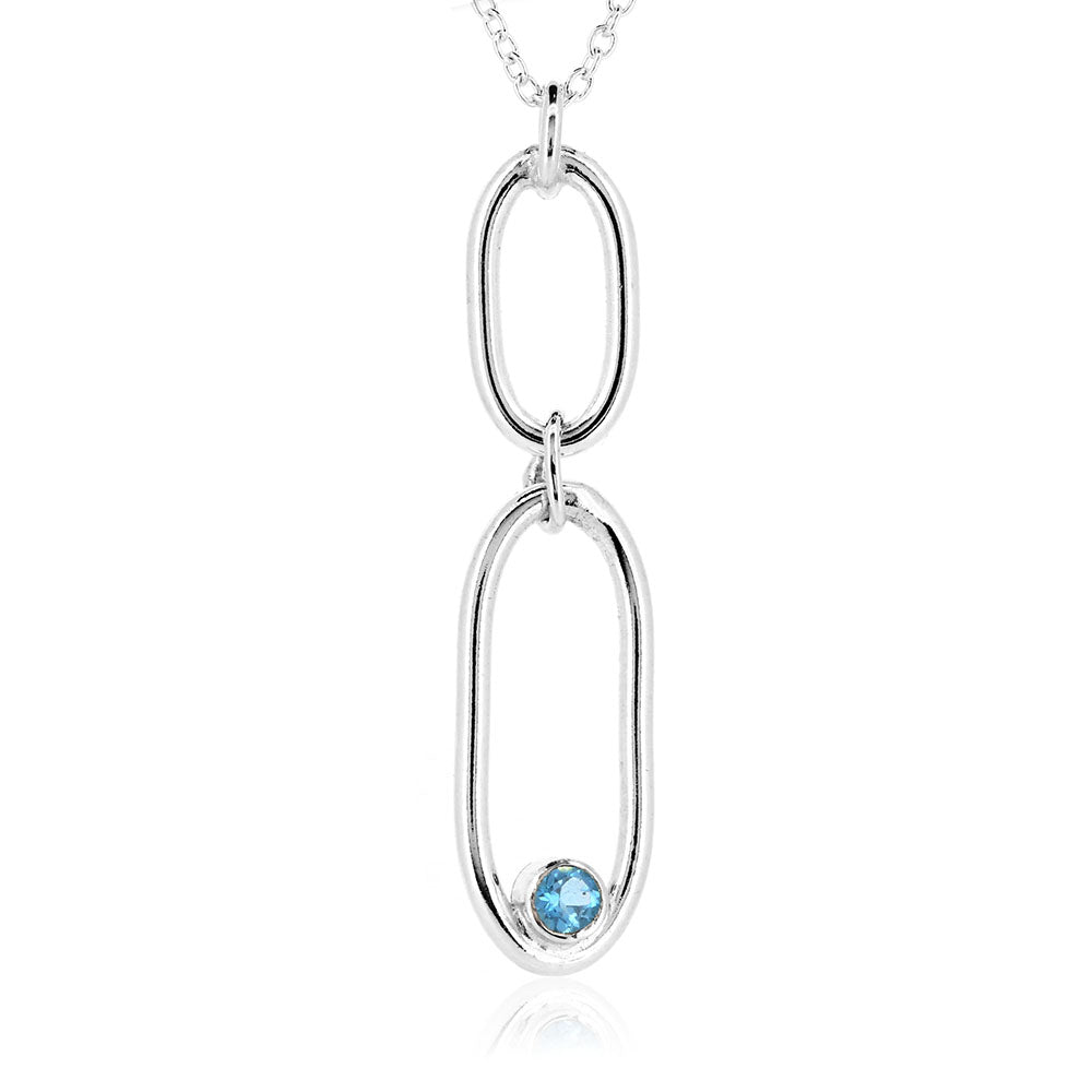 Mijoux Orbit "Swiss" Blue Topaz Double Drop Necklace - Sterling Silver Drop Earrings