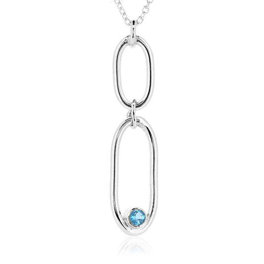 Mijoux Orbit "Swiss" Blue Topaz Double Drop Necklace - Sterling Silver Drop Earrings