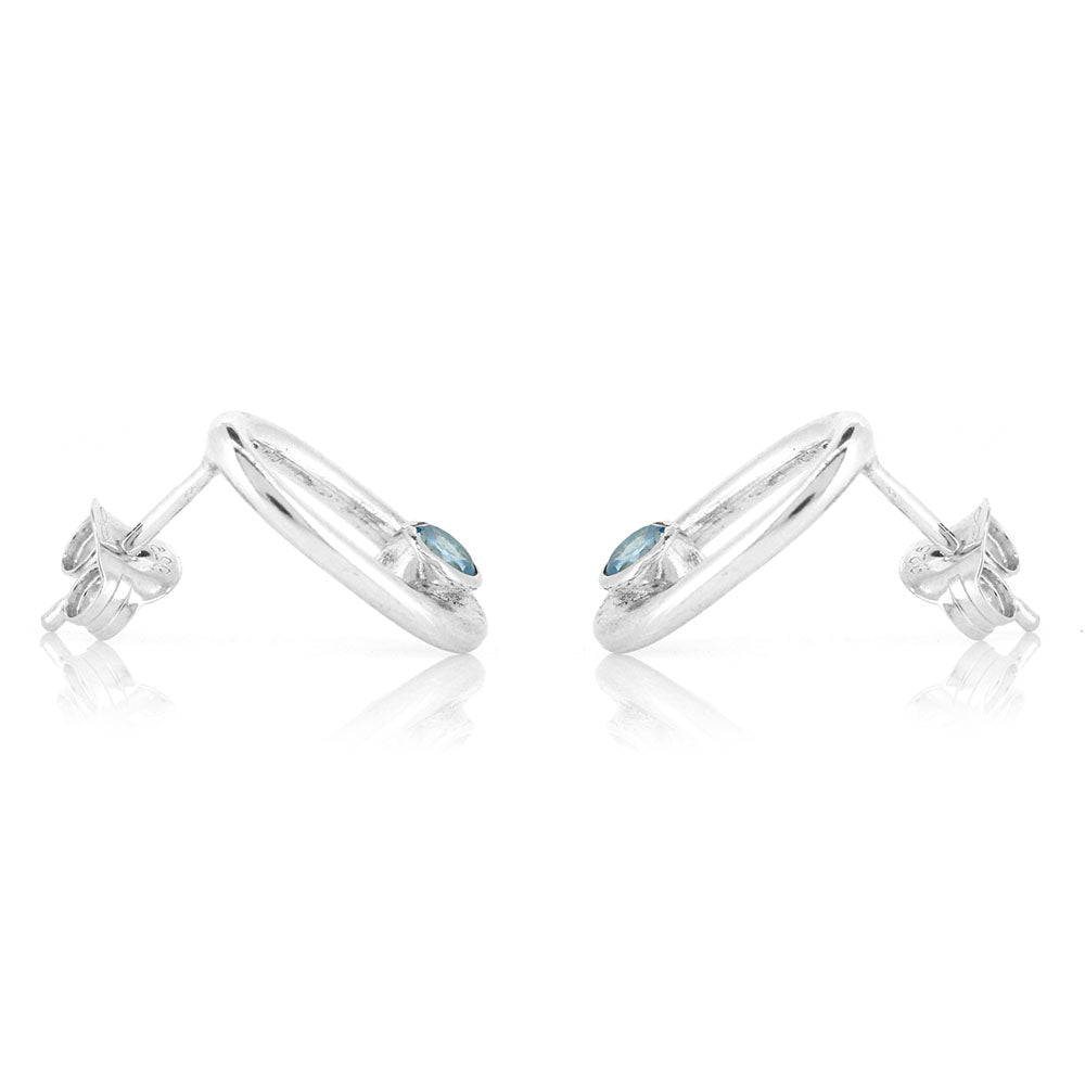 Mijoux Orbit "Swiss" Blue Topaz Stud Earrings - Sterling Silver Stud Earrings