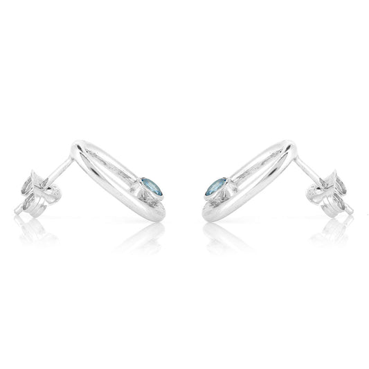 Mijoux Orbit "Swiss" Blue Topaz Stud Earrings - Sterling Silver Stud Earrings