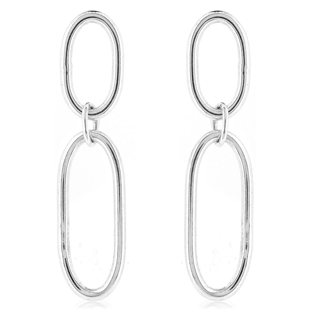 Mijoux Orbit Double Drop Earrings - Sterling Silver Drop Earrings