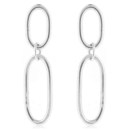 Mijoux Orbit Double Drop Earrings - Sterling Silver Drop Earrings