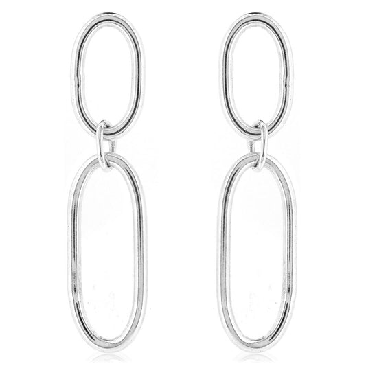 Mijoux Orbit Double Drop Earrings - Sterling Silver Drop Earrings