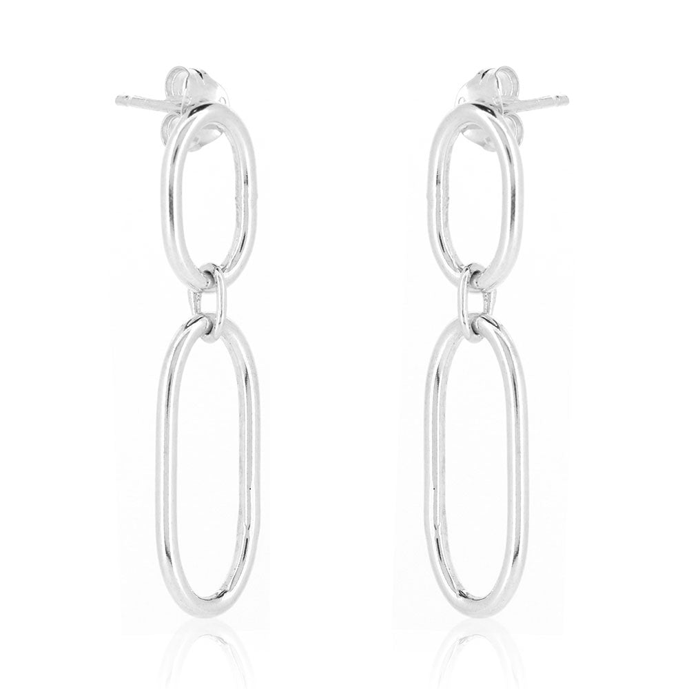 Mijoux Orbit Double Drop Earrings - Sterling Silver Drop Earrings