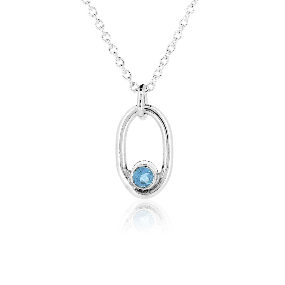 Mijoux Orbit "Swiss" Blue Topaz Necklace - Sterling Silver Necklace