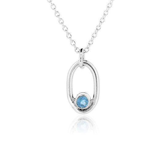 Mijoux Orbit "Swiss" Blue Topaz Necklace - Sterling Silver Necklace