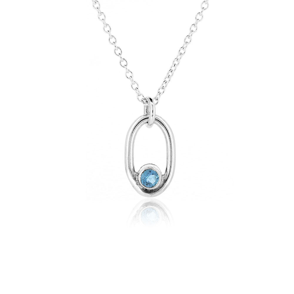 Mijoux Orbit "Swiss" Blue Topaz Necklace - Sterling Silver Necklace