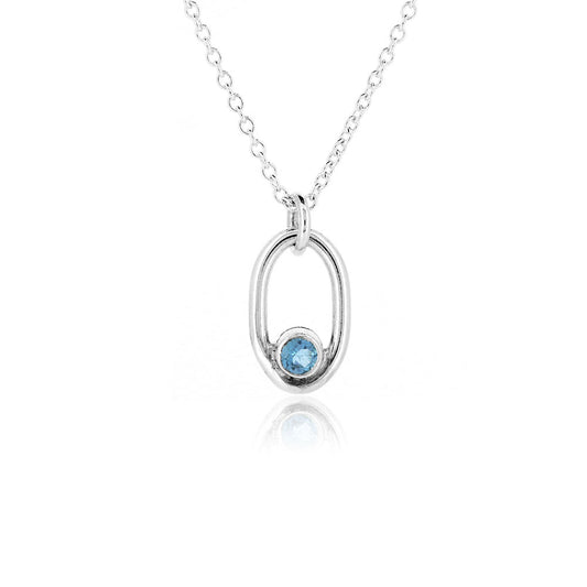 Mijoux Orbit "Swiss" Blue Topaz Necklace - Sterling Silver Necklace