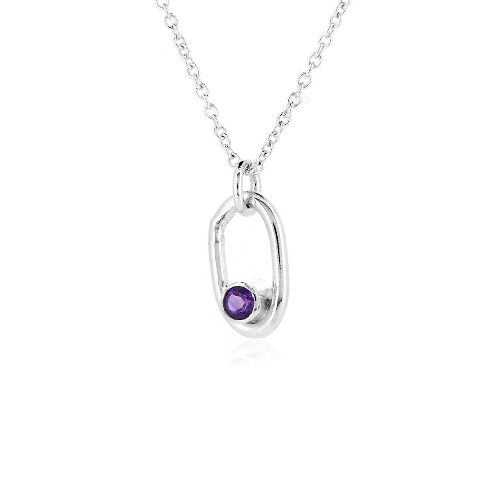 Mijoux Orbit Amethyst Necklace - Sterling Silver Necklace