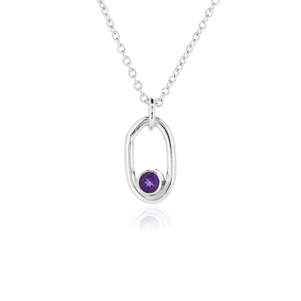 Mijoux Orbit Amethyst Necklace - Sterling Silver Necklace