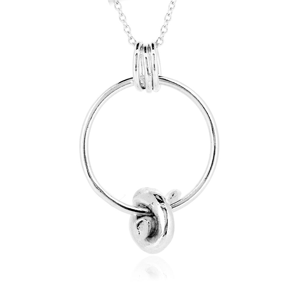 Worry Knot Circle Necklace - Sterling Silver Necklace