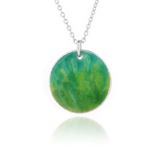 Rockpool Enamel Green Mix Medium Necklace - Sterling Silver Necklace