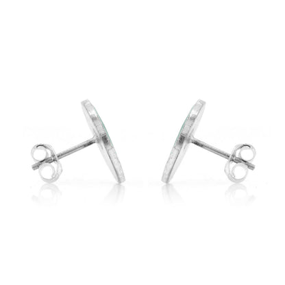 Rockpool Enamel Green Mix Large Stud Earrings - Sterling Silver Stud Earrings