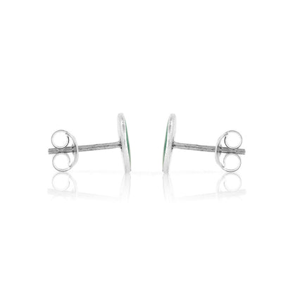 Rockpool Enamel Green Mix Small Stud Earrings - Sterling Silver Stud Earrings