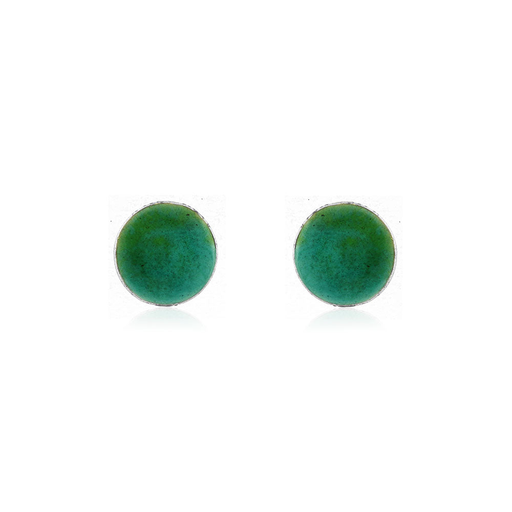 Rockpool Enamel Green Mix Small Stud Earrings - Sterling Silver Stud Earrings