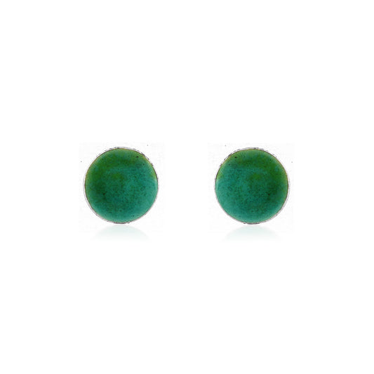 Rockpool Enamel Green Mix Small Stud Earrings - Sterling Silver Stud Earrings