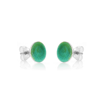 Rockpool Enamel Green Mix Small Stud Earrings - Sterling Silver Stud Earrings
