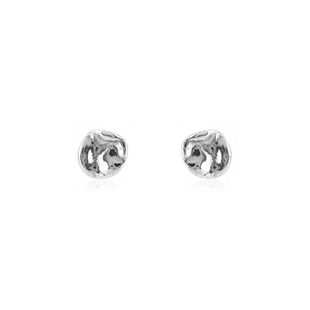 Crumple Stud Earrings - Sterling Silver Stud Earrings