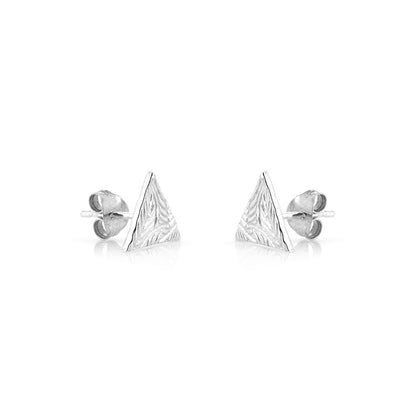 Fern Triangle Stud Earrings - Sterling Silver Stud Earrings